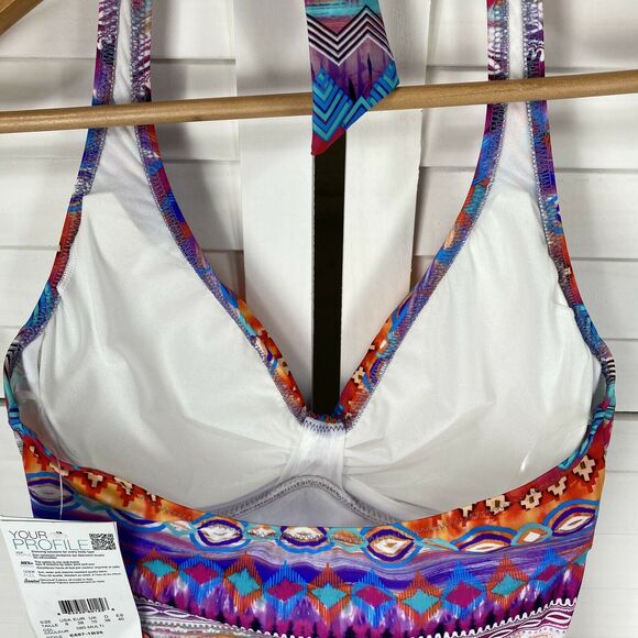 New Profile by Gottex Santa Fe Underwire Halter Tankini Swim Top Womens‎ Size 8 - Picture 4 of 8